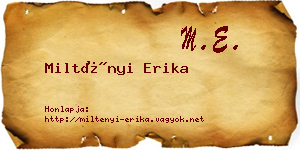Miltényi Erika névjegykártya